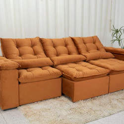 Sofá Retrátil Reclinável Grécia 2.70m - Veludo Terracota Sofá Retrátil Reclinável Grécia 2.70m - Veludo Terracota