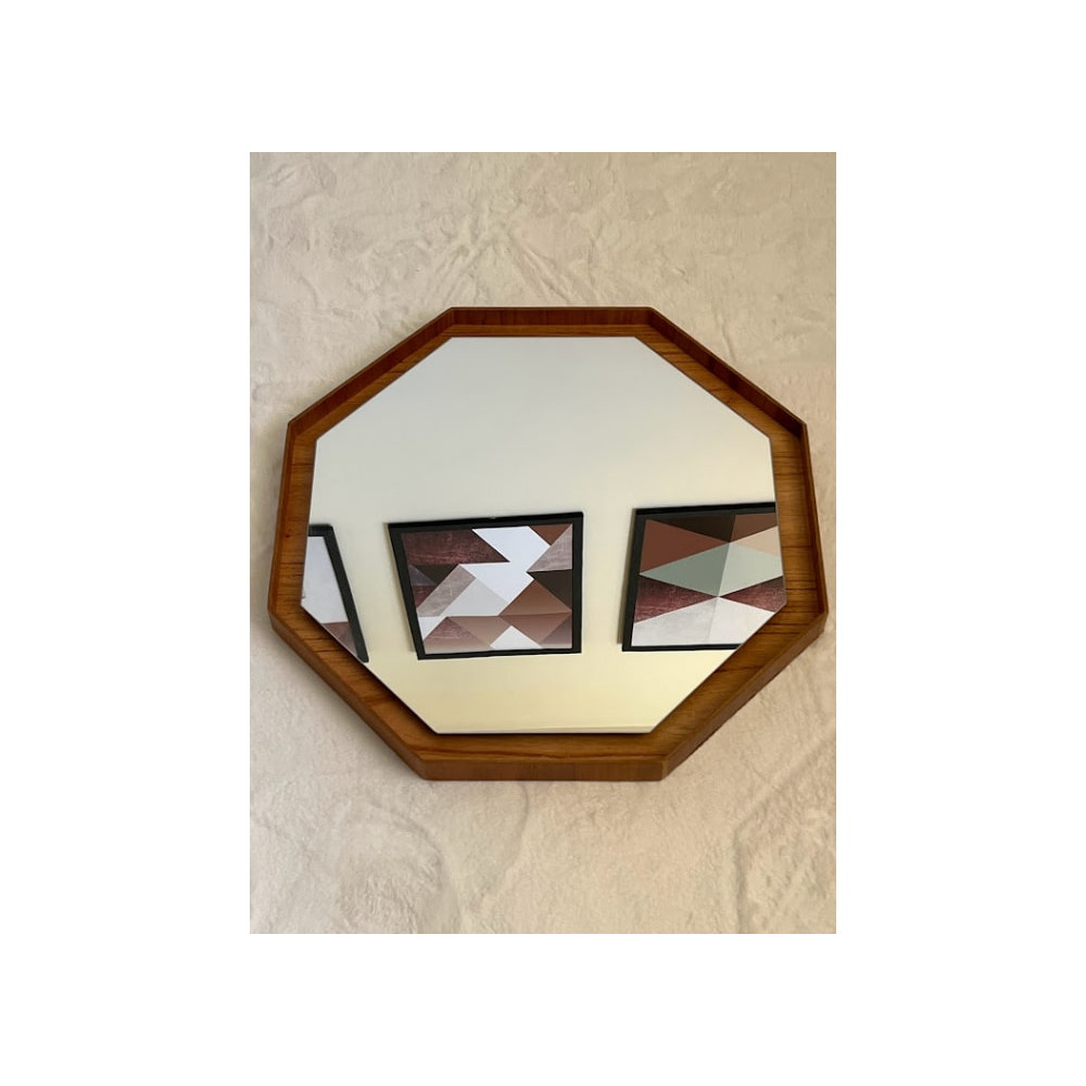 Espelho Decorativo Roma Octogonal 50x50 - Amadeirado