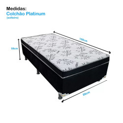 Cama Box Solteiro Conjugado Platinum 88x188x58cm - Sonoflet - Cinza