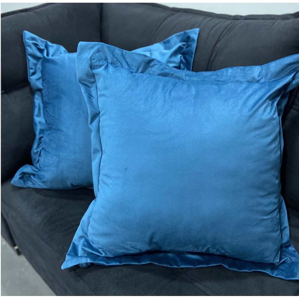 Kit 2 Almofadas Grandeza Confort Veludo com Ziper - Azul