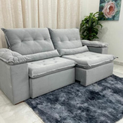 Sofá Miami Retrátil Reclinável 2,30 - Prata Sofá Miami Retrátil Reclinável 2,30 - Prata