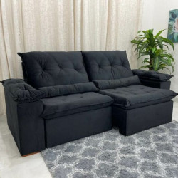 Sofá Miami Retrátil Reclinável 2,30 - Preto Sofá Miami Retrátil Reclinável 2,30 - Preto