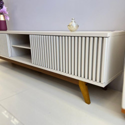 Rack Bancada Fortaleza para Tvs até 75" - Off White Matte