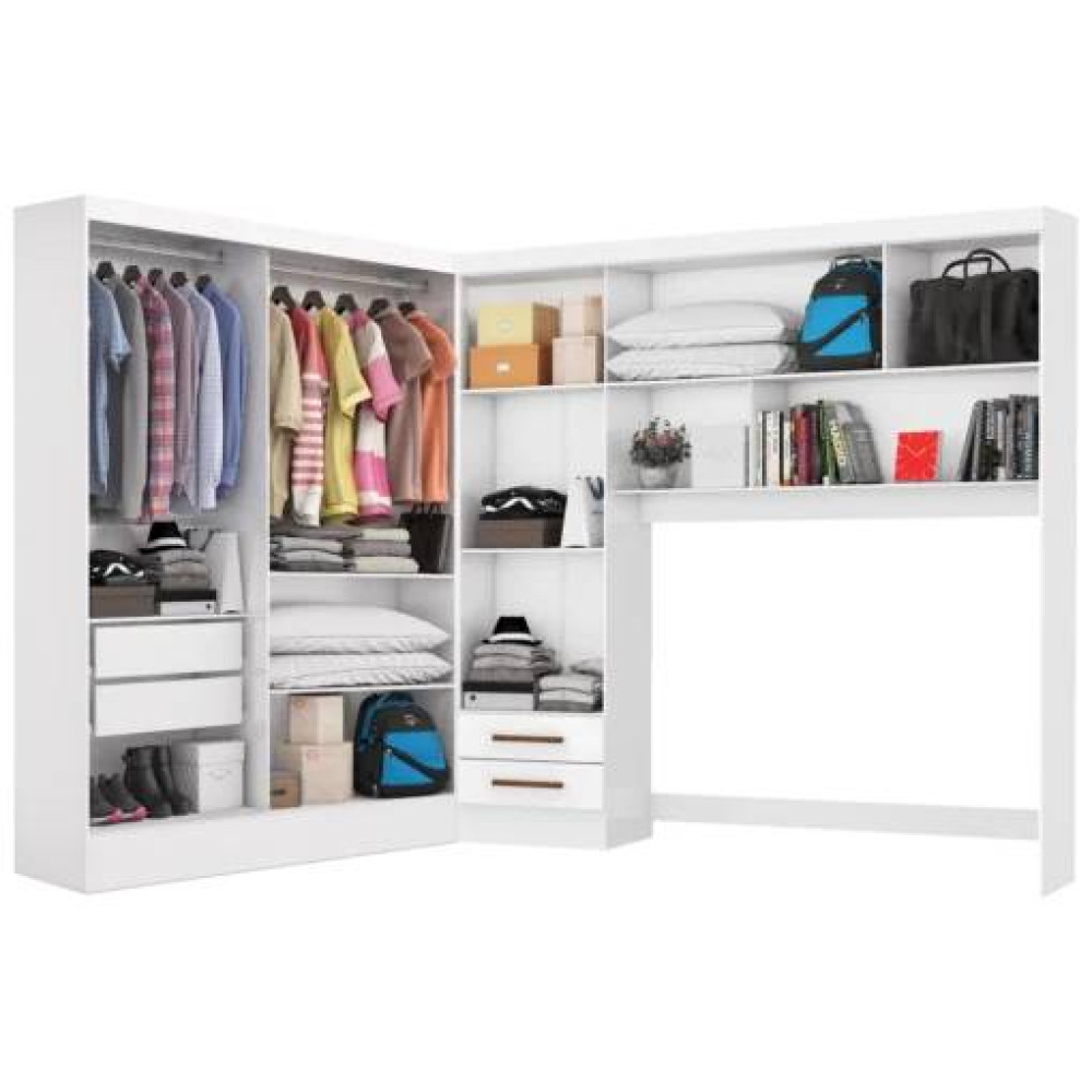 Guarda Roupa Modulado 4 Portas + Guarda Roupa Santiago Plus Com Espelho 2 Portas - Branco