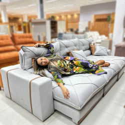 Sofá Gran Bello Retrátil Reclinável 3,20 m - Linho Cinza