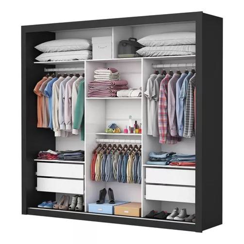 Closet Casal Berlim  Sem Porta c/ 4 Gavetas - Preto