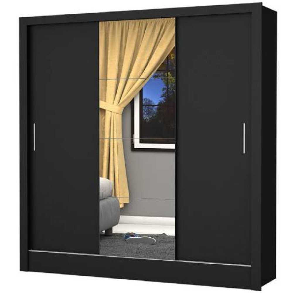 Guarda Roupa Casal 3 Portas Dubai Plus - Preto