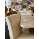 Mesa Berlim 90x90 com Tampo Off White Canto Copo com 4 cadeiras Amsterdam - Bege