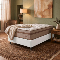 Colchão Due Solteiro com Molas Ensacadas 26x188x88cm + Base Solteiro (88x188x23) Courino - Branco