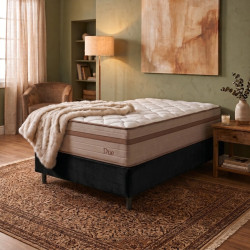 Colchão Due Solteiro com Molas Ensacadas 26x188x88cm + Base Solteiro (88x188x23) Courino - Preto