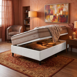Colchão Due Solteiro com Molas Ensacadas 26x188x88cm + Base Baú Courino Solteiro - Branco