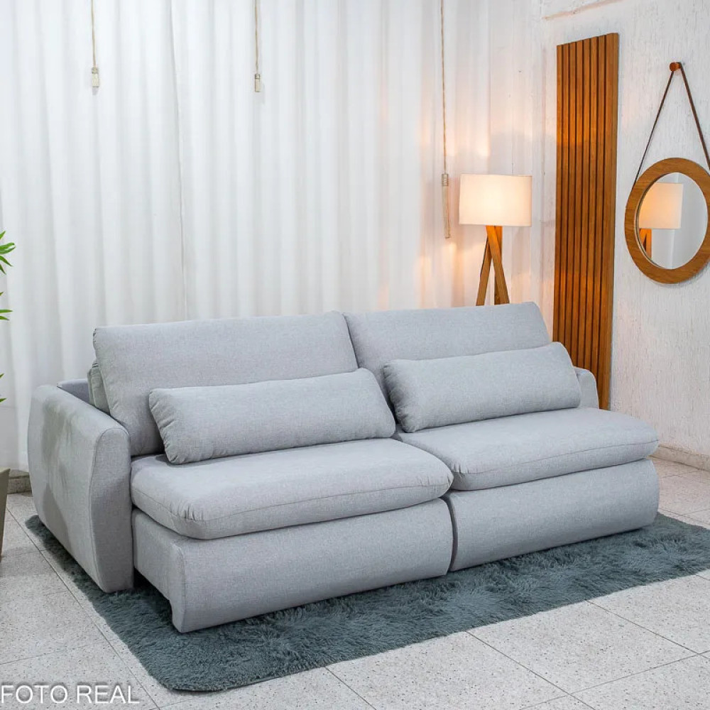 Sofá Cama Retrátil Amaranto 2,30 - Linho Cinza