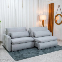 Sofá Cama Retrátil Amaranto 2,30 - Linho Cinza