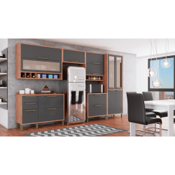 Armário Cozinha Syrah 6 Peças – Ronipa – Castanho-Chumbo