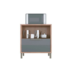 Balcão Syrah c/ 1 Porta e 1 Gaveta - Ronipa - Castanho c/ Chumbo