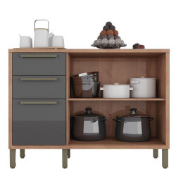 Balcão Syrah c/ 2 Porta e 3 Gavetas – Ronipa – Castanho c/ Chumbo