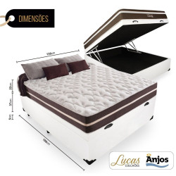 Cama Box Baú + Colchão Anjos Classic Superlastic Casal 138- Branca
