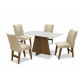 Conjunto de Mesa de Jantar Dublin c/ 4 Cadeiras Athenas Cedro com Bege – Dobue Movelária – 135×90 Cedro c/ Off White