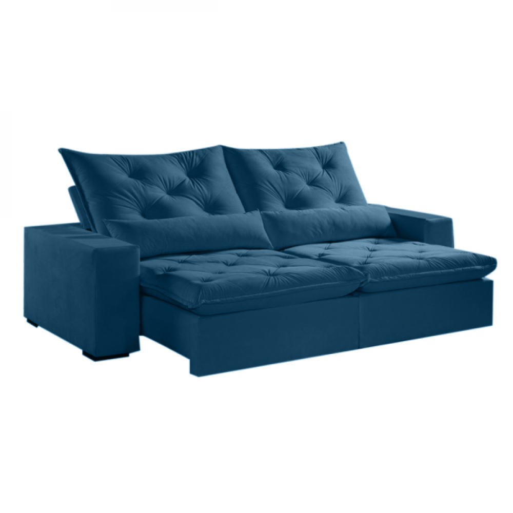 Sofá Las Vegas Confort 2 m – Retrátil e Reclinável - Azul