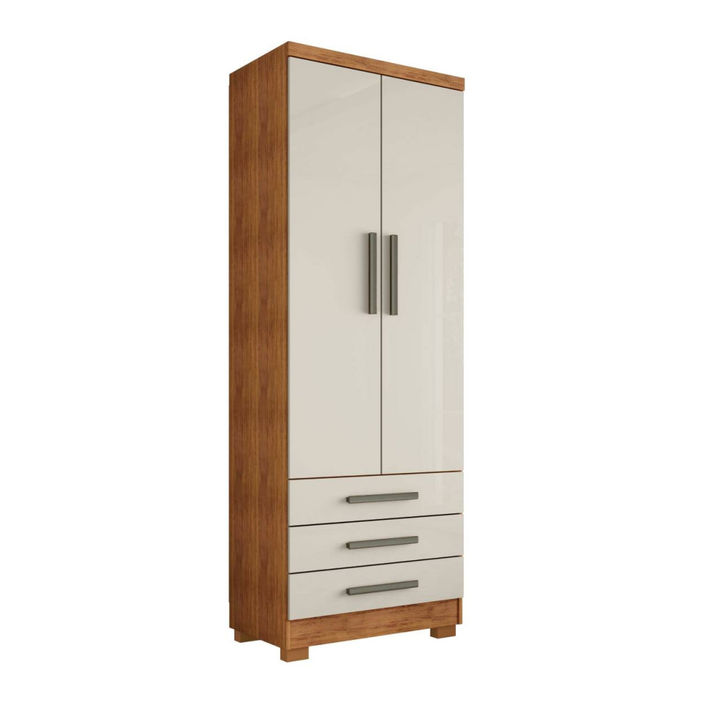 Guarda Roupa Floripa Solteiro 2 Portas 3 Gavetas Rud Rack - Cedro /Off white