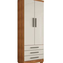 Guarda Roupa Floripa Solteiro 2 Portas 3 Gavetas Rud Rack - Cedro /Off white Guarda Roupa Floripa Solteiro 2 Portas 3 Gavetas Rud Rack - Cedro /Off white