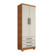 Guarda Roupa Floripa Solteiro 2 Portas 3 Gavetas Rud Rack - Cedro /Off white