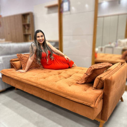 Sofá Cama Sofia Reclinável 2m - Terracota  Sofá Cama Sofia Reclinável 2m - Terracota