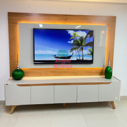 Rack com Painel Atenas para Tvs até 65" e Led - Mavaular Móveis - Naturalle / Off White Rack com Painel Atenas para Tvs até 65" e Led - Mavaular Móveis - Naturalle / Off White