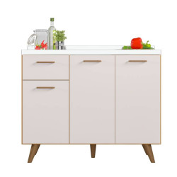 Balcão de Cozinha Olinda 3 portas 1 gaveta 1,05cm - Freijo/ Off White