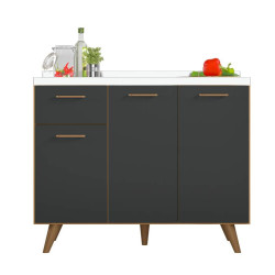 Balcão de Cozinha Olinda 3 portas 1 gaveta 1,05cm - Freijo/ Grafite