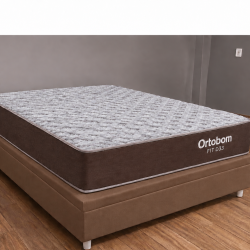 Colchão Casal Ortobom Fit D33 – 1,88x138x12 + Base Baú Carioca Casal Courino - Marrom