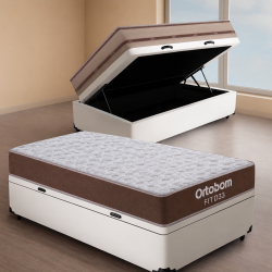 Colchão Solteiro Ortobom Fit D33 -1,88x88x12 + Base Baú Courino Solteiro - Branco