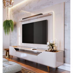 Painel Arc 2.2 C/ Led + Rack Bancada Arc 2.2- Off White/Nature