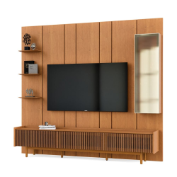 Painel Glass 2.2 C/ Cristaleira e 3 Prateleiras + Rack Dune 2.2 Palha - Nature