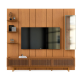 Painel Glass 2.2 C/ Cristaleira e 3 Prateleiras + Rack Dune Ripado 2.2 - Nature