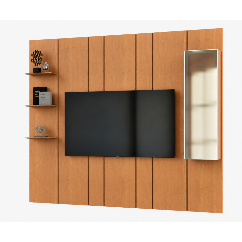 Painel Glass 2.2 C/ Cristaleira e 3 Prateleiras - Nature