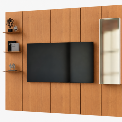 Painel Glass 2.2 C/ Cristaleira e 3 Prateleiras - Nature