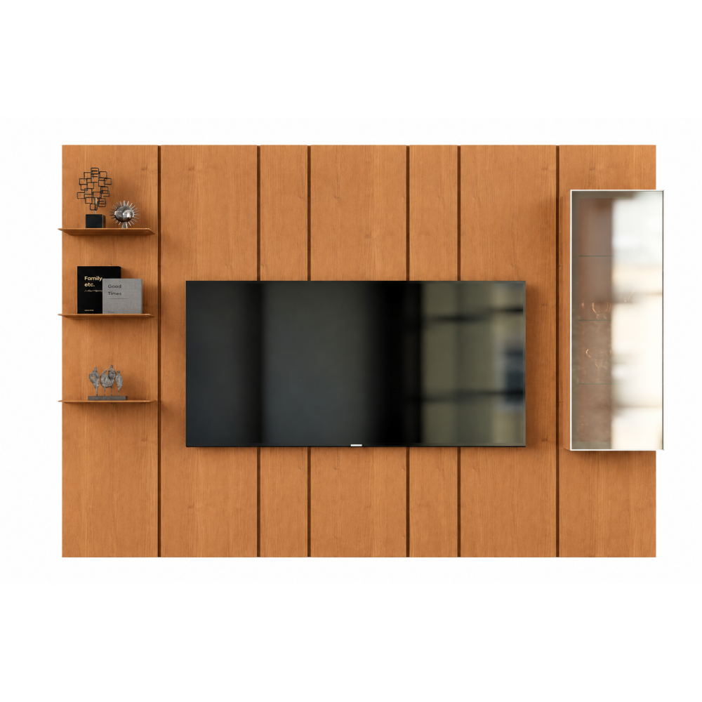Painel Glass 2.2 C/ Cristaleira e 3 Prateleiras - Nature