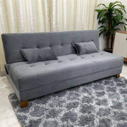 Sofá Cama 3 Lugares Arpoador - Innove Estofados - Veludo - Cinza