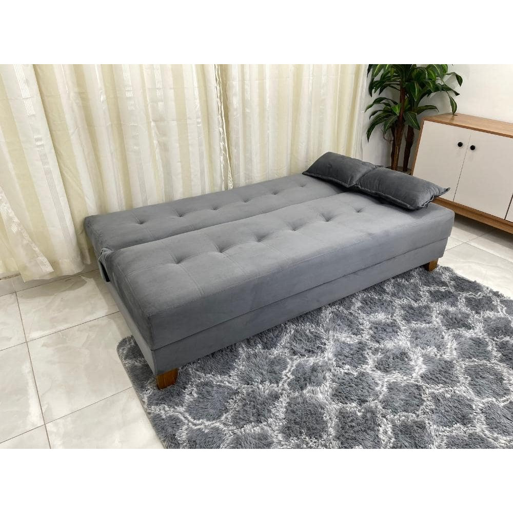 Sofá Cama 3 Lugares Arpoador - Innove Estofados - Veludo - Cinza