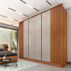 Guarda Roupa Barcelona Ripado 6 Portas c/ 6 Gavetas Tcil Móveis -  Cinamomo/Off White Guarda Roupa Barcelona Ripado 6 Portas c/ 6 Gavetas Tcil Móveis -  Cinamomo/Off White