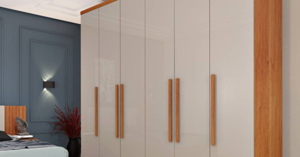 Guarda Roupa Veneza 6 Portas 4 Gavetas Tcil Móveis - Cinamomo/Off