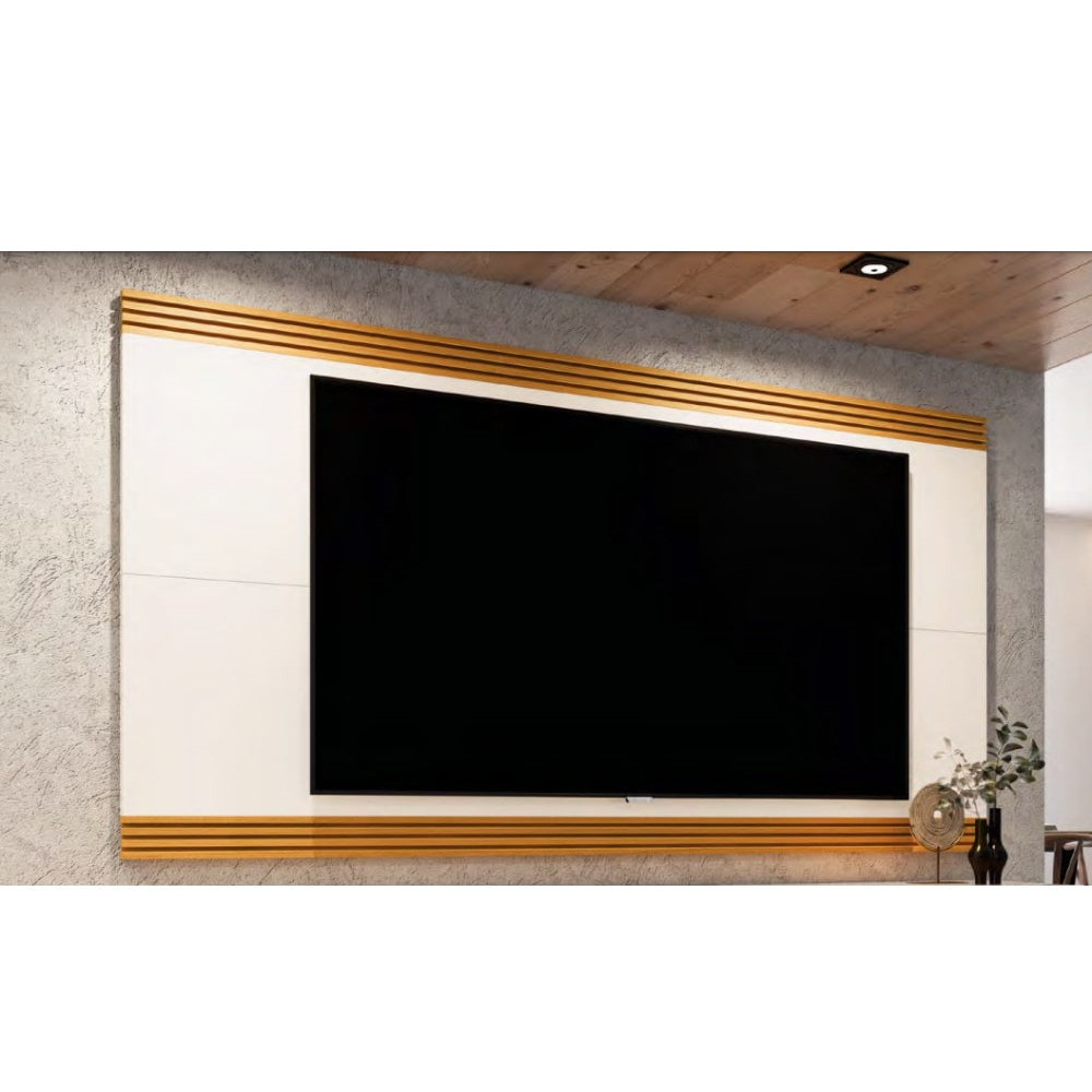 Painel Garden para TVs até 75″ Edn Móveis - Off White / Cedro