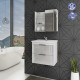 Armário de Banheiro Lavanda Frente c/ Vidro + Espelheira Jasmim - Branco 59cm