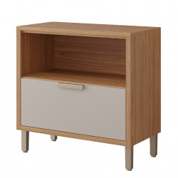 Balcão Eloise Basculante 80cm c/ 1 Portas e 1 Gavetas - Freijó/Off White 