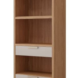 Paneleiro Torre Quente Eloise 70cm Basculante c/ 1 Forno 3 portas 2 Gavetas - Freijó/ Off White  Paneleiro Torre Quente Eloise 70cm Basculante c/ 1 Forno 3 portas 2 Gavetas - Freijó/ Off White