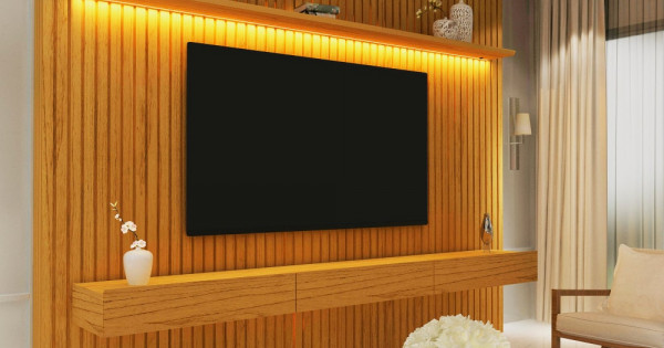 Painel 2,30m para TVs Até 85 Polegadas Com Led - Nobre Ripado - Grafite -  Home Shop Móveis - Loja virtual