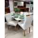 Mesa de Jantar Pedro 160x80 c/ 6 Cadeiras Genova Bege - Mel / Off White