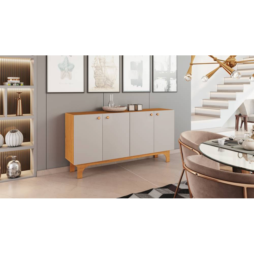 Aparador Buffet Delicia c/ 4 Portas - Cinamomo/Off White 