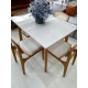 Mesa de Jantar Turquia 1.20cm Tampo vidro Off White com 4 cadeiras Turquia Premium tela madeira - Linho Bege